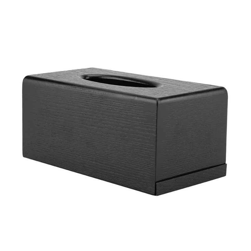 Akozon Bamboo Wood Rectangular Tissue Box - Matte Black (Black)