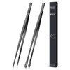 2 Pcs 12-inch Cooking Tweezers Tongs Precision Serrated Tips, Stainless