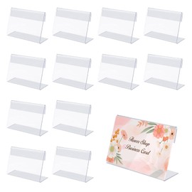 KiKiHong 30 pieces acrylic label holder, table stand, acrylic vertical price tag stand, 9 x 6 cm holder, business card display, suitable for shopping malls, offices, supermarkets