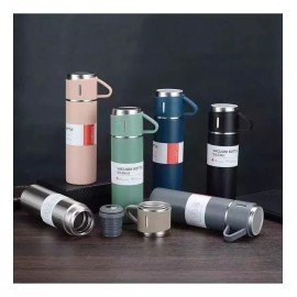 Vaccum Flask Termo 500ml, 3 Tazas, Acero Inoxidable 12 Hras Caliente-frio
