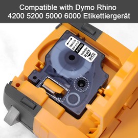 Aken 18489 Replacement for Dymo Rhino 18489 Industrial Nylon Labels Flexible 19 mm x 3.5 m Black on White Compatible with DYMO Rhino 4200 5200 6000 Industrial Printers
