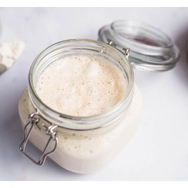 Premium Live Sourdough Starter Culture - Chewy Tangy San Francisco Style - Liquid Sour Dough in Jar - With Simple Beginner Friendly Feeding Instructions and Customer Support for Homemade Bread Baking