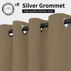 Easy-Going Outdoor Curtains Waterproof Windproof Weatherproof Curtain for Patio, Cabana, Porch, Pergola and Gazebo, Grommet Top and Tab Bottom Drape, 1panel, 54x84 inch, Khaki