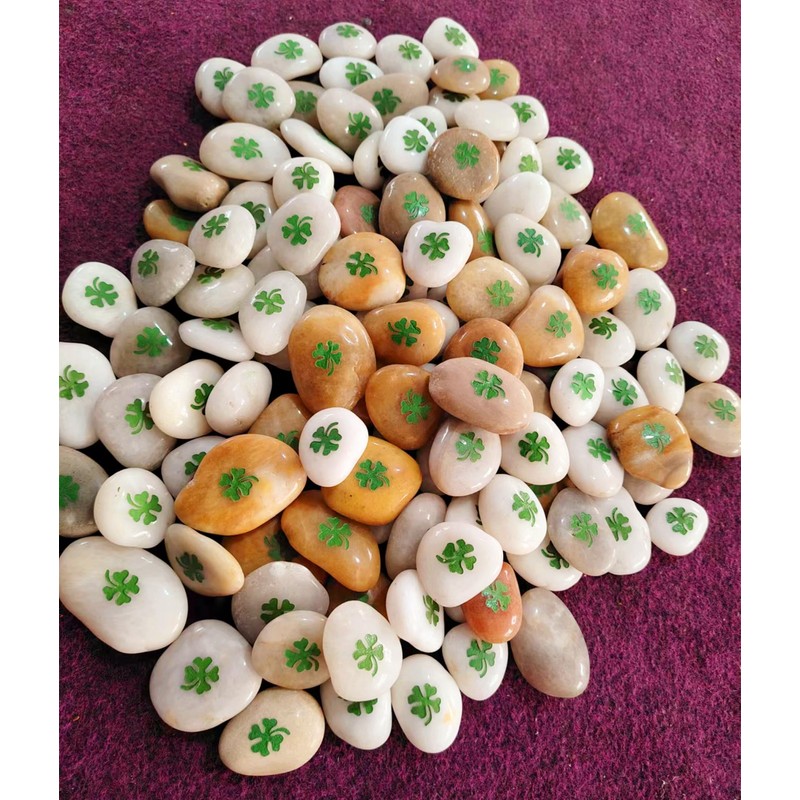 ROCKIMPACT 50 Pieces Four Leaf Clover Good Luck Pocket Rocks,
