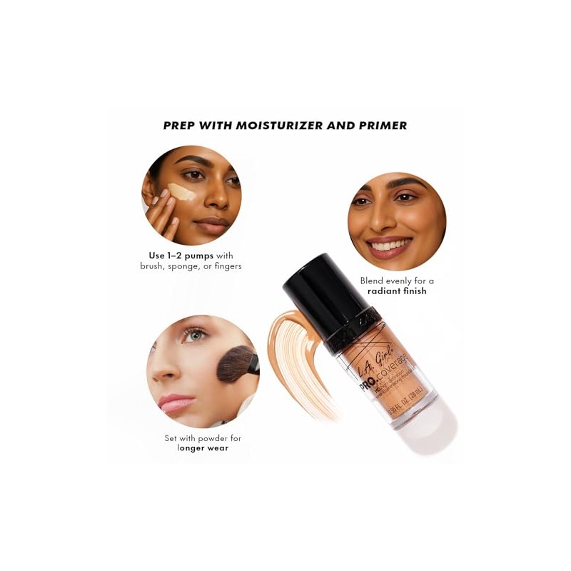 L.A. Girl Pro Coverage - Base líquida, Blanco, 0.95 Fl