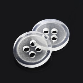 dophee 100pcs Plastic White Buttons for Crafts, 4 Holes Round Clear Sewing Buttons for Clothing Shirt Jeans Clothes DIY and Holiday Decoration - 11.5mm/0.45"