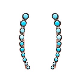 Ear Climber Crawler Cuff Earrings Turquoise Rose Gold Plated