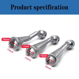 JEUCLEL 3PCS 14mm 17mm 19mm 1/2" Dr. Common Rail Injection Fuel Line Nut Socket Set, 12 Point Injection Line Flare Nut Wrench Open Type, Injector Line Removal Tool Opening Socket Kit