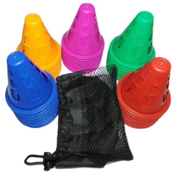 NEYORIKA Marker Cone, Mini Pylon, Color Cone, Competitions, Athletic Events, Futsal, Sports, Football, Lightweight, 2.0 inches (75 mm), 5 Colors, 10 Each of 50 Pieces