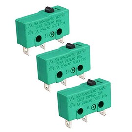 uxcell 3PCS KW4-3Z-3 Micro Limit Switch SPDT NO NC 3 Terminals Momentary Push Button Actuator Green