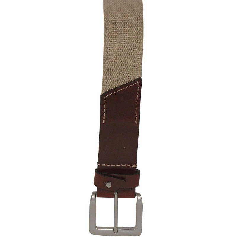 HC Men's Premium Leather Belt with Fabric Insert, dark brown