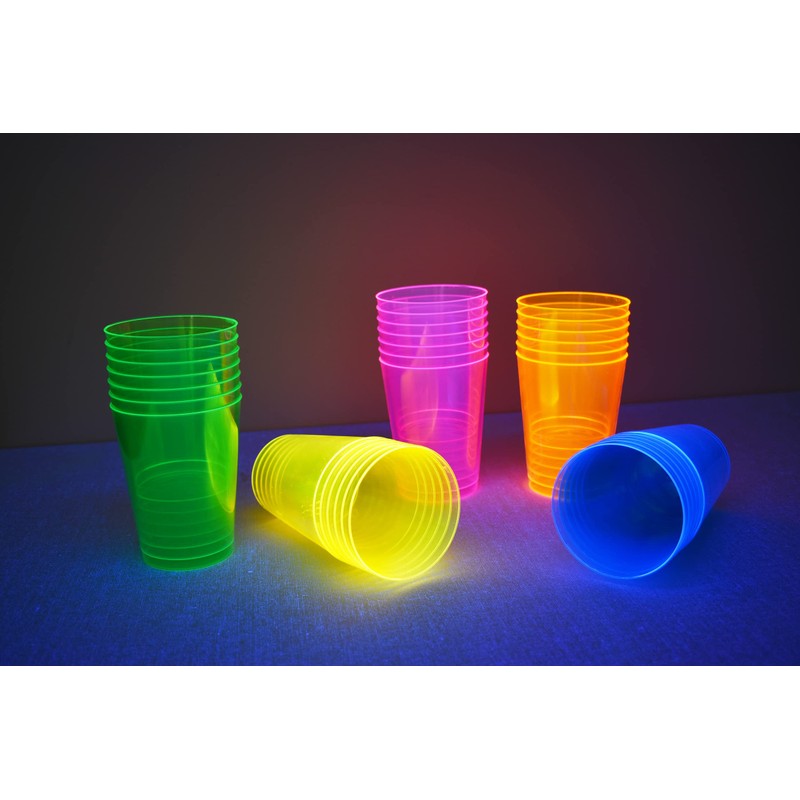 DIRECTGLOW LLC 100ct Blacklight Reactive 10oz Party Cups + 5