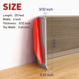 FOSLUOC Flexible Baseboard Molding Trim, 4 Inch x 20 Feet Self-Adhesive Vinyl Wall Base Cove Base, Peel and Stick Rubber Wall Base Moulding Trim (Brown Wood Grain)