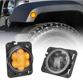 Vancroser Wrangler JK Bumper Fog Light Front Turn Signal Light LED Front Grille Indicator Light Warning Light Auxiliary Light Energy Saving Long Life Waterproof 12V/24V Applicable for Wrangler JK