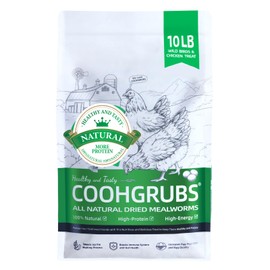 COOHGRUBS Dried Mealworms for Chickens, 100% Natural Premium Protein Chicken Treats, Original Meal Worms Larvae for Laying Hen, Wild Birds 10 lbs. Bag