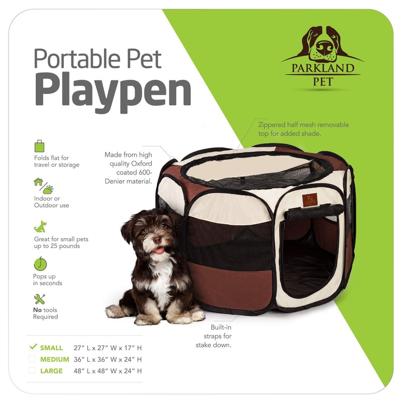 Parkland Pet Portable Foldable Playpen Exercise Kennel Dogs Cats Indoor/Outdoor