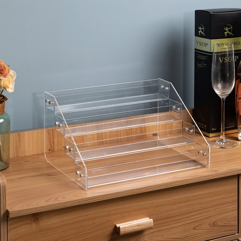 Kihor Acrylic Spice Rack, Tiered Spice Rack Shelf Seasoning Organizer