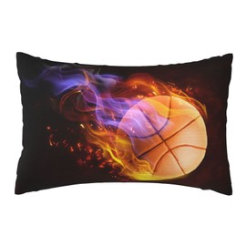 SNAPMADE 30 x 20 Inch Boys Sports-Themed Throw Pillow Case with Fire Basketball Printed, Cool Cushion Covers with Hidden Zipper for Outdoor Indoor Home Decor, Birthday Gifts for Boys Men