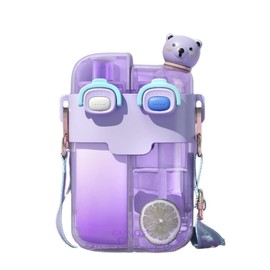 Aufona 25oz Kawaii Dual-Drink Water Bottle, Purple, 780ml, Silicone, BPA-Free, Perfect for Camping, Hiking, Office, Home