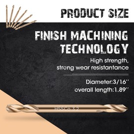 Lounsweer 30 Pcs Cobalt Drill Bits Double End Drill Bits for Hardened Steel Wood Cast Plastic High Speed Metal Stainless Steel Bit (3/16 Inch)