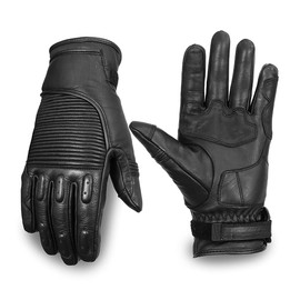 Black Classic Style Motorbike Motorcycle Gloves with Touch Screen Capability for Men & Women Comfortable Made of Goatskin Leather with Adjustable Hook & Loop Wrist Fastening (XXX Large)
