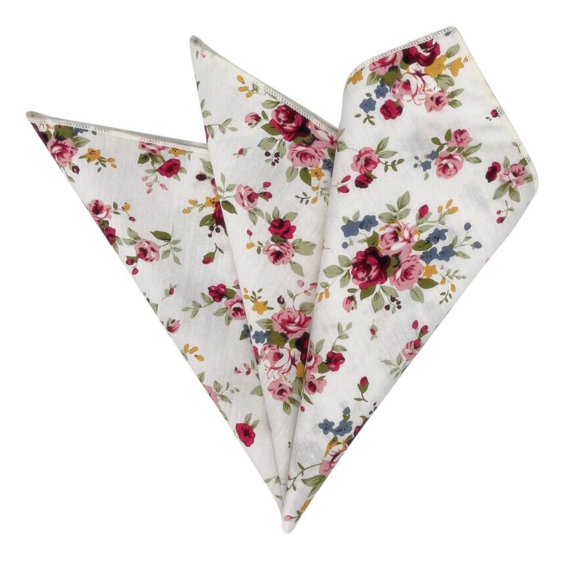 Kebocis - Pañuelo cuadrado con bolsillo floral para hombre, Blanco