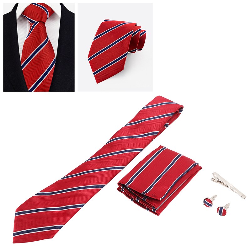 Mens Tie Classic Striped Polyester Yarn Easy Match Guarantees Durability