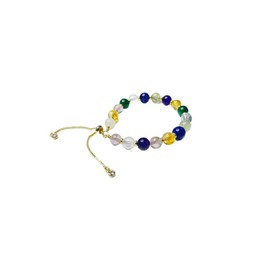 Zyh The ocean Natural Chakra Stones Bracelets Adjustable 8mm Gemstone 14K Gold Plated Bracelet Yoga Meditation Healing Crystal Jewelry