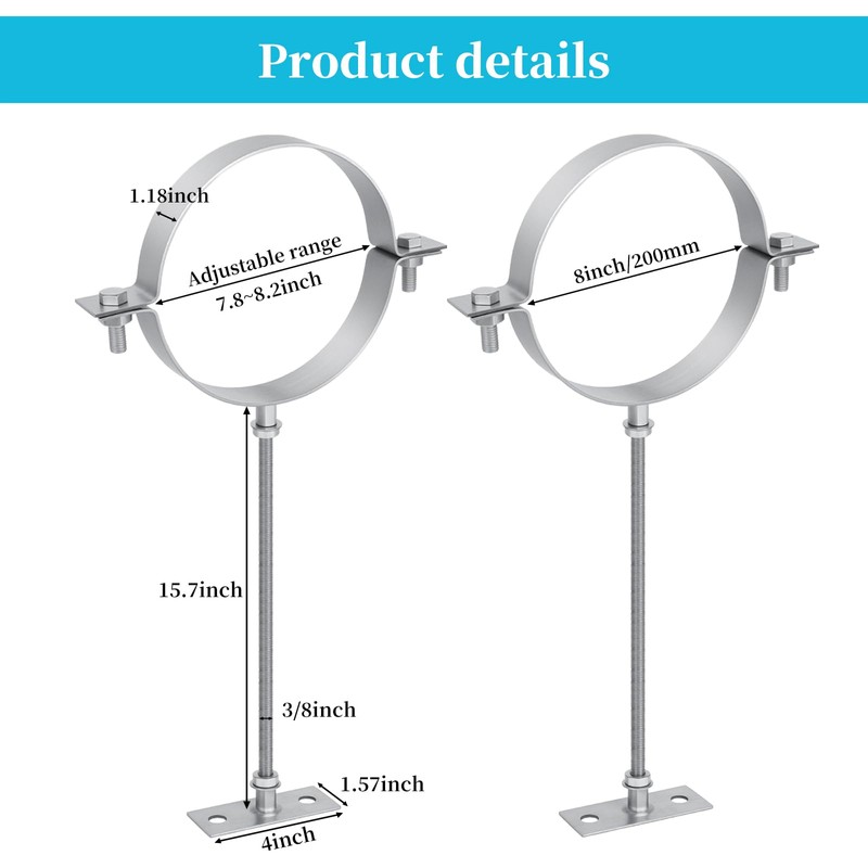 Mineye 2Pcs 8 Inch Adjustable Vent Wall Strap, Heavy Duty