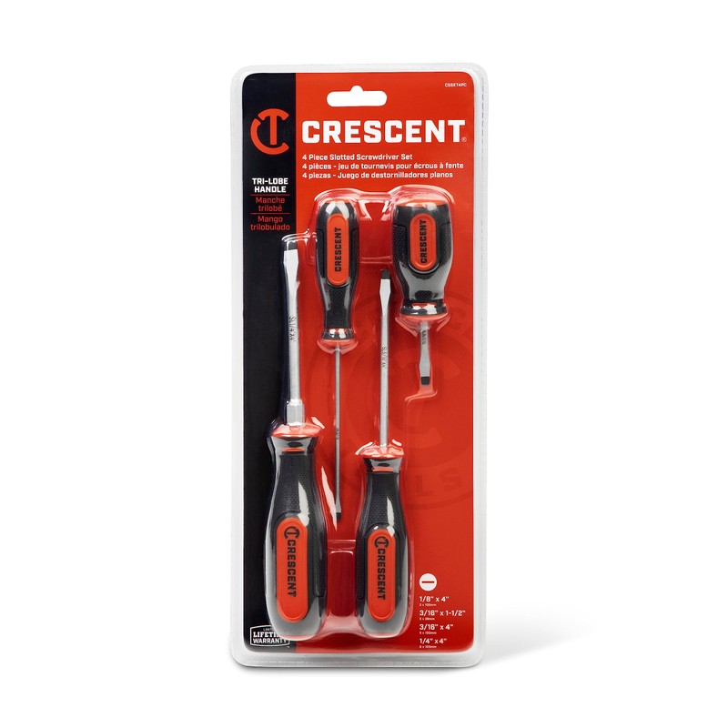 Crescent 4 Pc. Slotted Dual Material Screwdriver Set, Slotted -