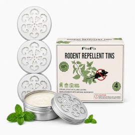 FineFix Peppermint Oil Mouse Repellent 4 Pack, Rodent Repellent for Car Engines, Under Hood, Garages, RVs, Sheds & Storage Spaces, Adhesive Backing, Fresh Mint Scent Helps Keep Mice and Rats Away