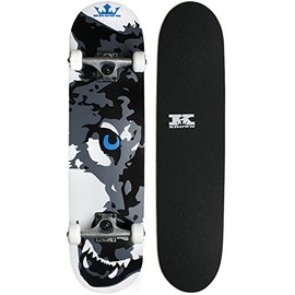 Krown Wolf Skateboard, White, 7.5"