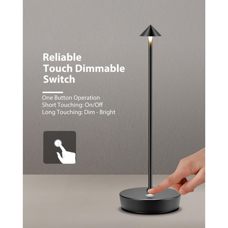 SHANGCAI Cordless Table Lamps Rechargeable, 6000mAh Battery Operated LED Desk