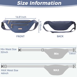 Fanny Pack Fashionable Waist Bag Casual Travel Bum Bag with 3 Zipper Pockets for Women Men Sports Running Hiking Jogging (Blue)