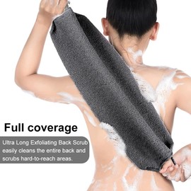 2 Pcs Back Scrubber for Shower and 1PC Soap Bag, Double Layer/Side Back Shower Scrubber with Handles, Deep Exfoliating Back Washer for Men & Women, Scrubbing Strap