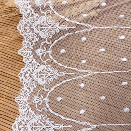 2 Yards White Retro Floral Embroidery Lace Trim Lace Fabric for DIY by The Yard 7.8 inches Width