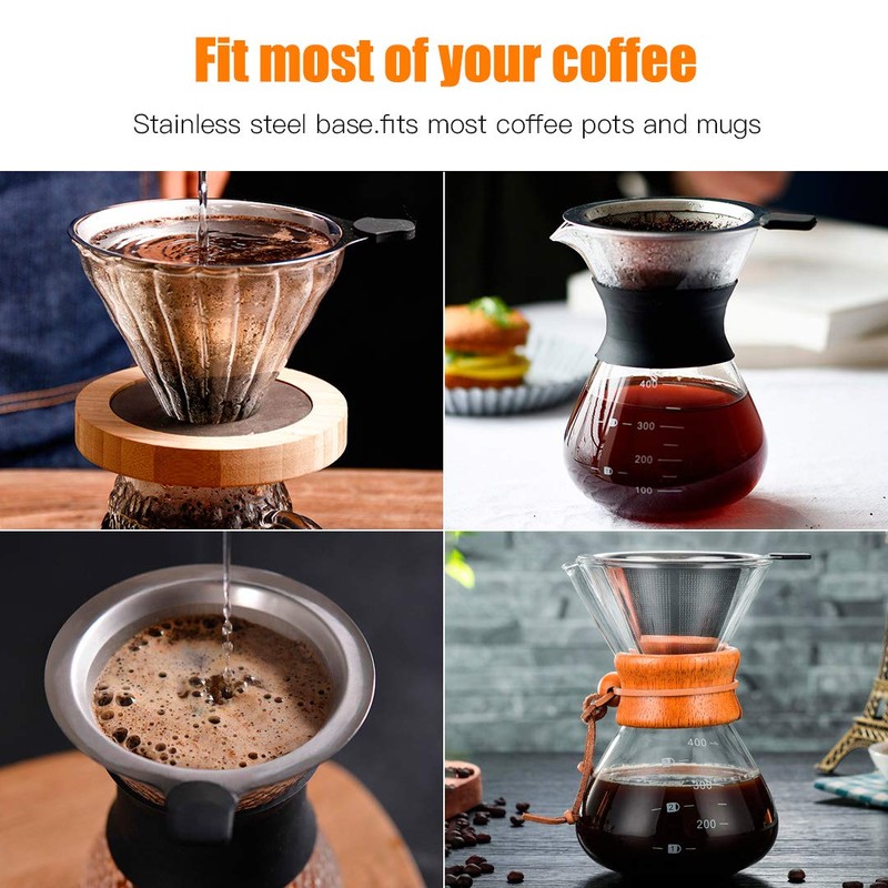 MEICHU Pour Over Coffee Filter 2PCS, Stainless Steel Coffee Filter,