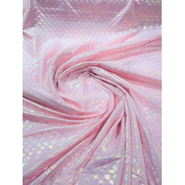 New Creations Fabric & Foam Inc, 58/60" Wide Hologram Mermaid Fish Scales 2 Way Stretch Spandex Fabric by The Yard (Pink)