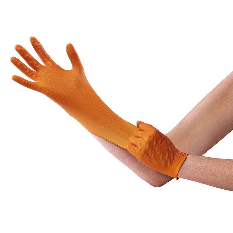 Venom Steel Orange Nitrile Gloves, 8 mil Thick, 100 Count,