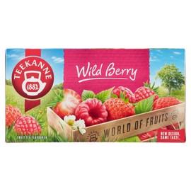 Teekanne Wild Berry Strawberry & Raspberry All Natural Fruit Flavored Infusion Tea with Sweet Blackberry Leaves and Rosehip 20 Teabags