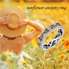 Fidget Ring 925 Sterling Silver Sunflower Spinner Ring Anxiety Rings