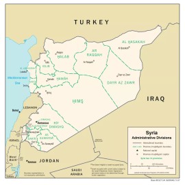 Syria Political Administrative Province Map Country Nation Poster Print