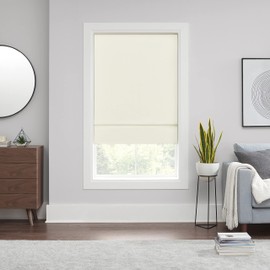 ECLIPSE Kylie Total Privacy Blackout Cordless Lined Window Roman Shade for Living Room, 35 in x 64 in, Ivory