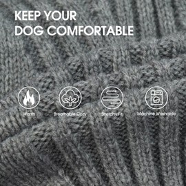 IECOii Extra Large Dog Sweater 4XL,Thermal Warm Dog Sweaters for Giant Breed Dogs,Turtleneck Knitted Knitwear for Pet Winter,Stretchy&Easy On Doggy Sweatshirt for Doberman,Great Dane(Light Grey,XXXXL)