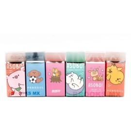 Pensoul Kit 6pz Goma Borrador Transparente Animalito Kawaii Premium