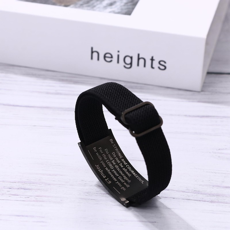 Cupimatch Christian Bracelet for Men: Black USA Flag Cross Bracelet