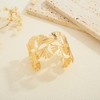 HUAYUNFANG Gold Chunky Cuff Bangle Bracelet For Women Ginkgo Leaf