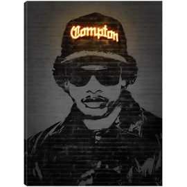 Fine Art Canvas Eazy E Canvas Wall Decor by Artist Octavian Mielu for Living Room, Bedroom, Bathroom, Kitchen, Office, Bar, Dining & Guest Room - Ready to Hang - 32 in x 43 in