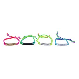 LUX ACCESSORIES Rainbow Corded Besties Best Friends Forever ID Bracelet Set (4pc)