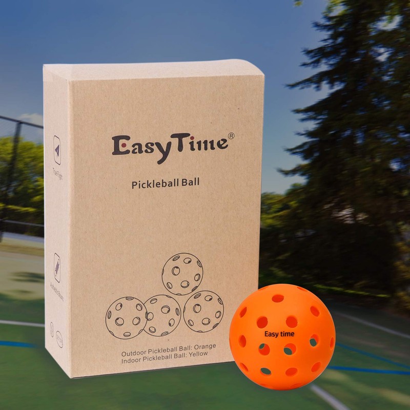 EasyTime アウトドアとインドアピックルボール、特別に最適化されたデザインのピックルボール、フライト軌道は安定し、高い弾力性。 オレンジ